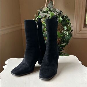 Elegant Cafe Noir Black Suede Zip Up  Boots Euro 41 US 10